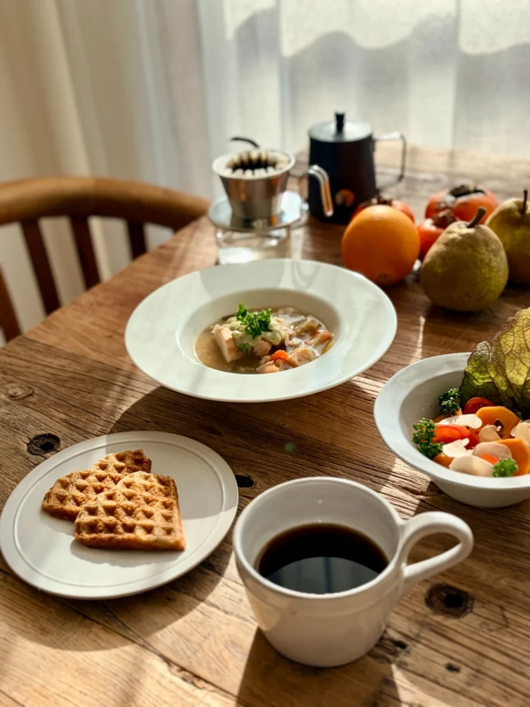 朝の光と朝ごはんは大好きなひと時