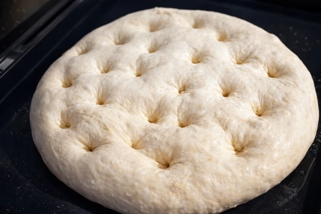 発酵後のフォカッチャの様子