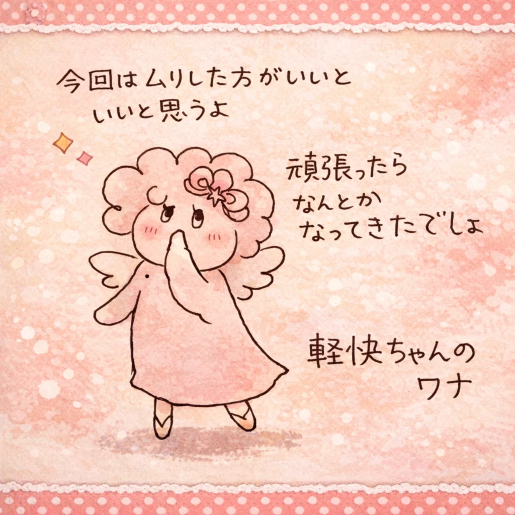 軽快ちゃんのワナ｜今回はムリした方がいいと思うよのイラスト