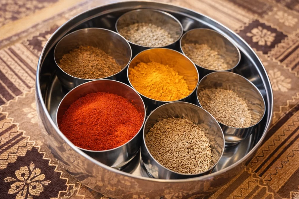 スパイスボックスにはたくさんのスパイスが詰まっています